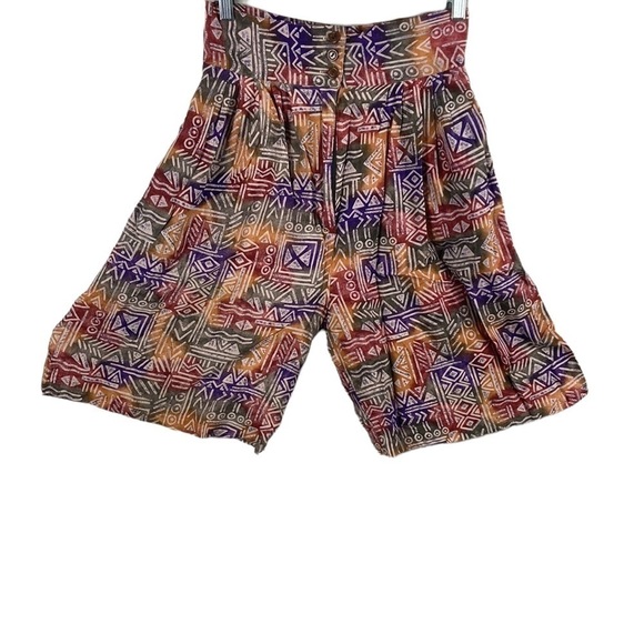 VINTAGE 80’s Aztec high rise culottes/shorts with pockets  S/M - Picture 1 of 12